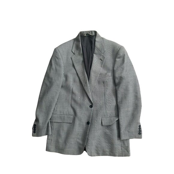 EVAN PICONE Men's Vintage Filenes Black Houndstooth Wool Blazer Jacket Size 44 L - Picture 10 of 10